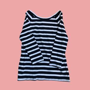 Talbots Striped  Navy and White Tee | Size M